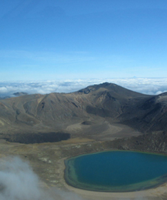 View from the saddle of the Tongariro Alpine Crossing